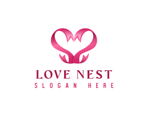 Love Heart Ribbon logo design