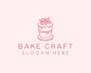 Strawberry Cake Bake logo design