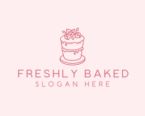 Strawberry Cake Bake logo design