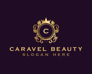 Royal Crown Decorative Leaves logo design