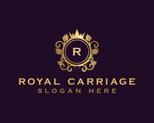 Royal Crown Decorative Leaves logo design