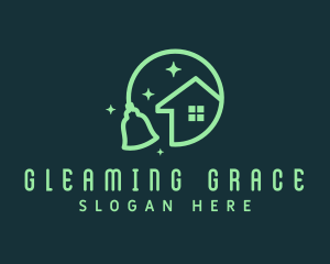 Sparkle House Broom logo design