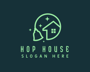 Sparkle House Broom logo design