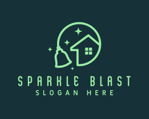 Sparkle House Broom logo design