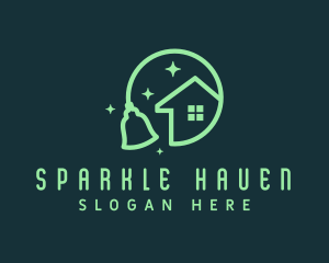 Sparkle House Broom logo design