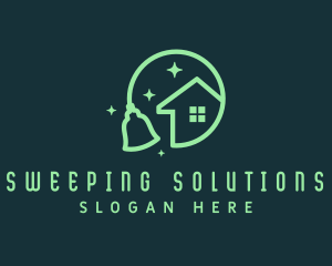 Sparkle House Broom logo design