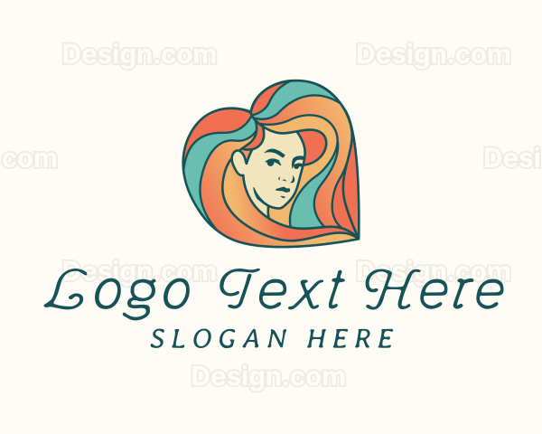 Gradient Heart Woman Logo