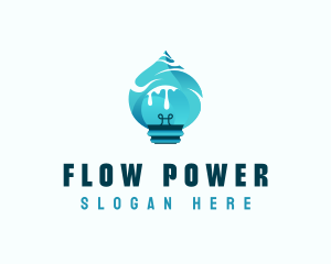 Lightbulb Water Hydropower logo design