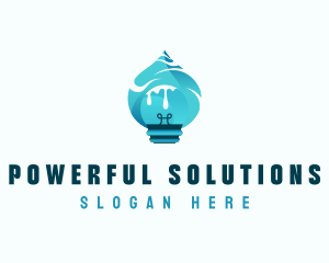 Lightbulb Water Hydropower logo design