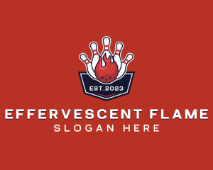 Flaming Bowling Sports Tournament logo design