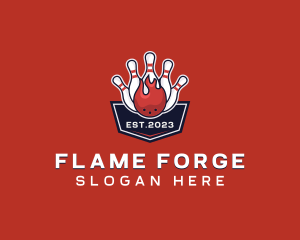 Flaming Bowling Sports Tournament logo design