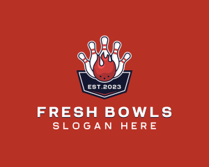 Flaming Bowling Sports Tournament logo design