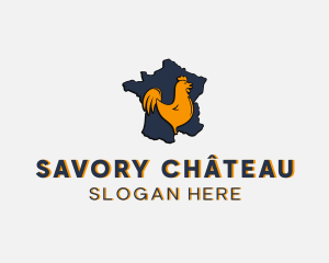 Rooster Chicken Map logo design