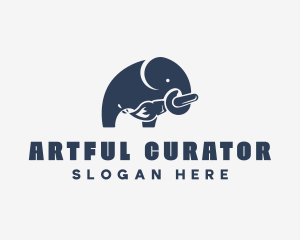 Daycare Elephant Paintbrush logo design