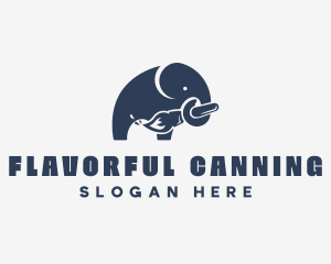 Daycare Elephant Paintbrush logo design