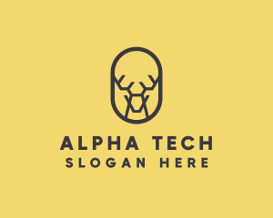 Tech Polygon Reindeer logo design