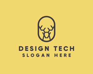 Tech Polygon Reindeer logo design