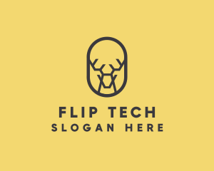 Tech Polygon Reindeer logo design