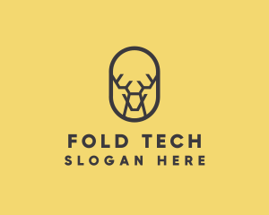 Tech Polygon Reindeer logo design