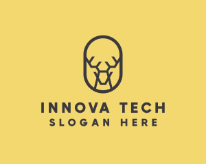 Tech Polygon Reindeer logo design