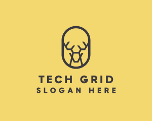 Tech Polygon Reindeer logo design