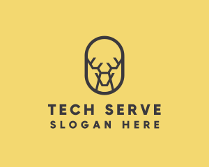 Tech Polygon Reindeer logo design