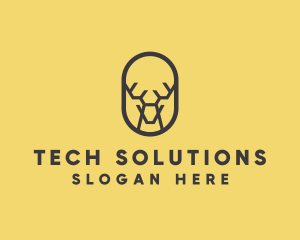 Tech Polygon Reindeer logo design