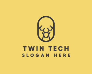 Tech Polygon Reindeer logo design