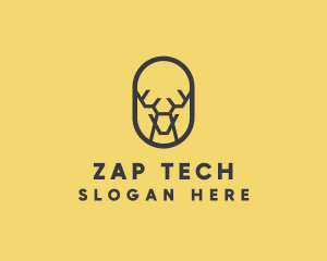 Tech Polygon Reindeer logo design