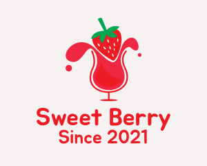 Strawberry Cocktail Glass logo design