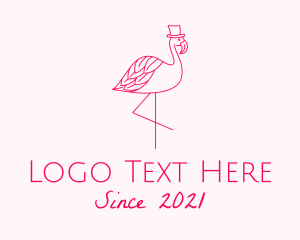 Feathers - Pink Flamingo Hat logo design