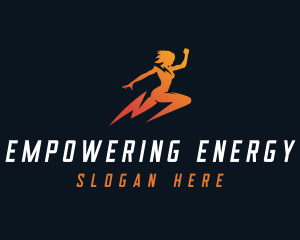 Power Lightning Woman logo design