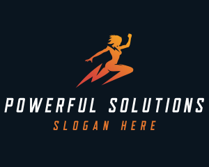 Power Lightning Woman logo design