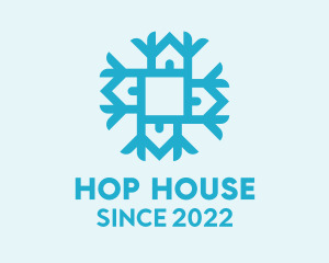 Snowflake House Christmas  logo design