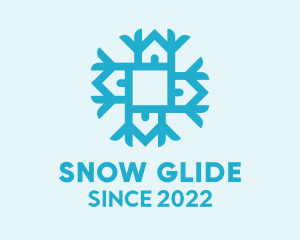 Snowflake House Christmas  logo design