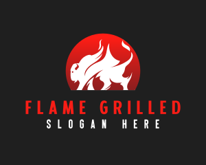 Ox Flame BBQ logo design