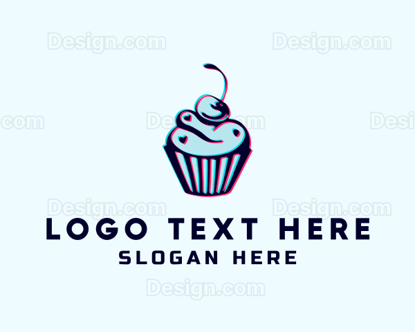 Cherry Cupcake Pastry Logo