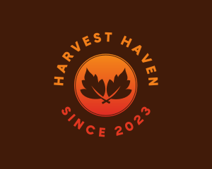 Seasonal Autumn Leaf logo design