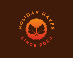 Seasonal Autumn Leaf logo design