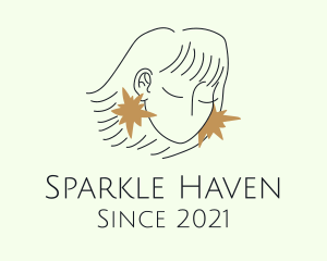 Woman Sparkle Earrings  logo design