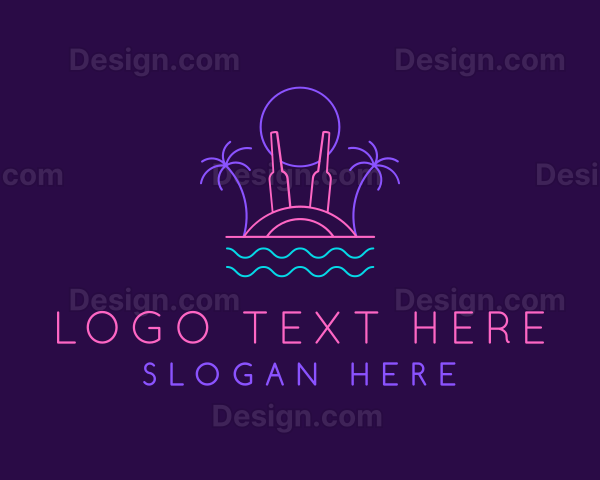 Beach Party Neon Light Logo