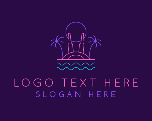 Beach Party Neon Light Logo