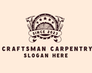 Wood Carpentry Tools logo design