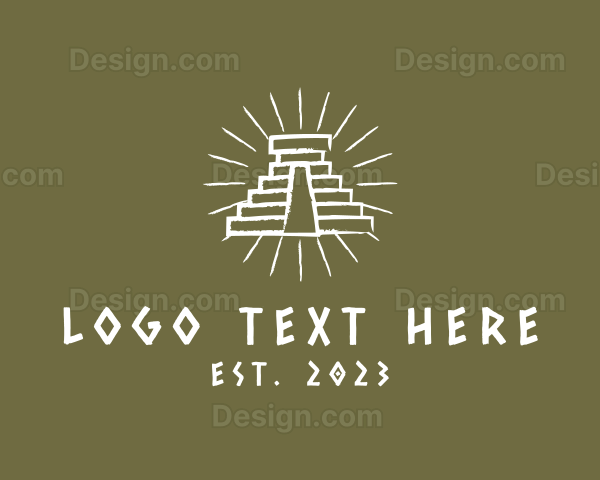 Aztec Temple Line Art Logo