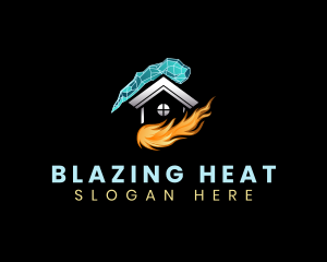 Heating Cooling Home logo design