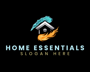 Heating Cooling Home logo design