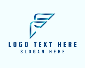 Blue Metallic Letter F logo