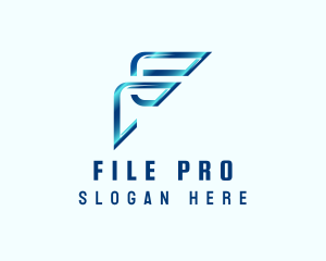 Blue Metallic Letter F logo design