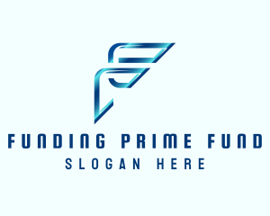 Blue Metallic Letter F logo design