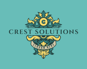 Ornamental Floral Crest logo design